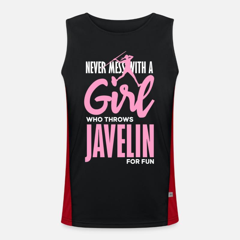Javelin thrower with fun statement - Men's Functional Contrast Tank Top  - black/red