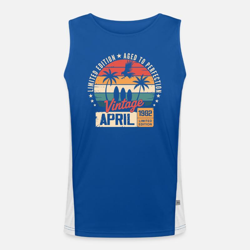 1982 April Geburtstagslegende April 1982 Funktionelles Kontrast-Tank Top für Männer 
