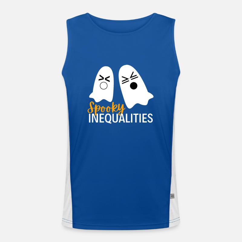 Spooky Inequalities Ghosts - Halloween Math Men's Functional Contrast Tank Top 