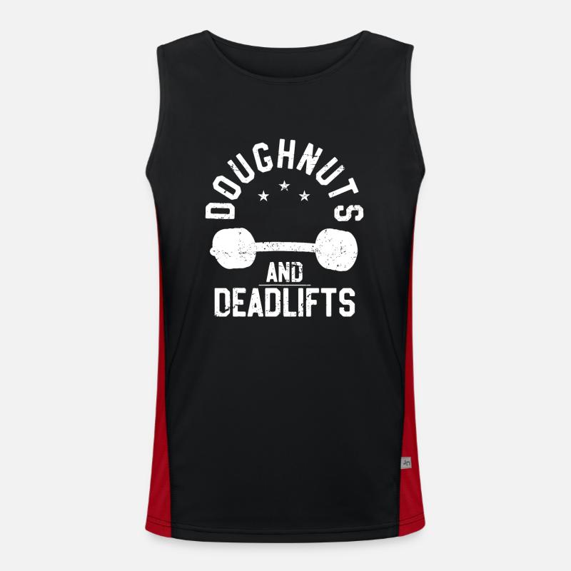 Doughnuts And Deadlifts Funny Donut Workout Men's Functional Contrast Tank Top 