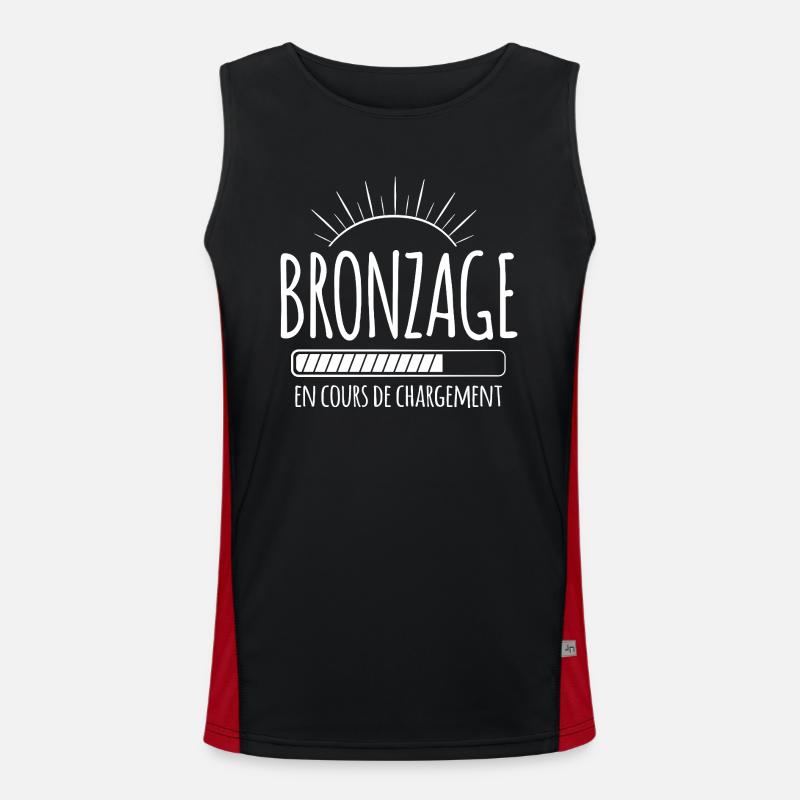 Tan Loading, Summer, Vacation, French - Men's Functional Contrast Tank Top - black/red