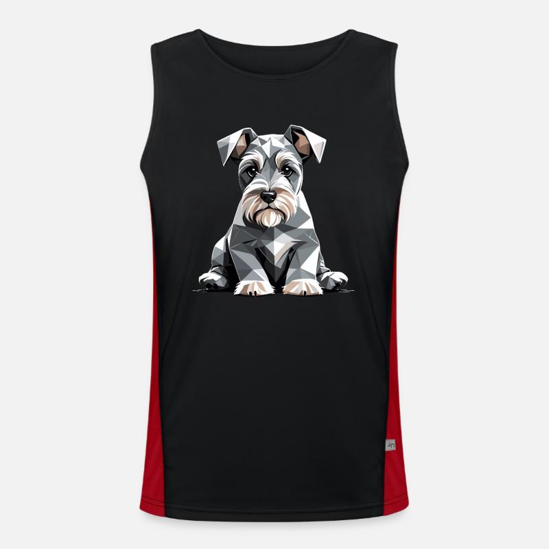 Miniature Schnauzer Dog Geometric in Vector Men's Functional Contrast Tank Top 