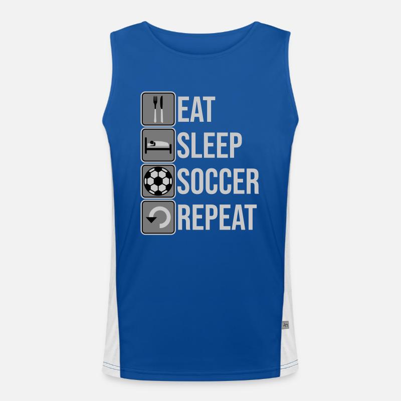 Eat Sleep Soccer Repeat Funktionelles Kontrast-Tank Top für Männer 