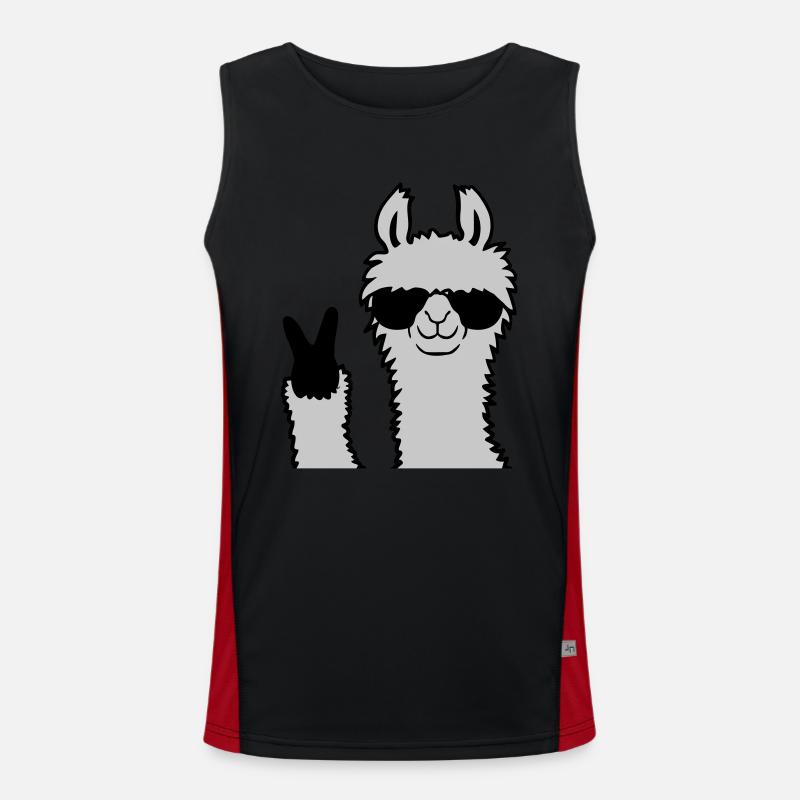 Cool Lama No Drama Llama Peace Sonnenbrille Funktionelles Kontrast-Tank Top für Männer 