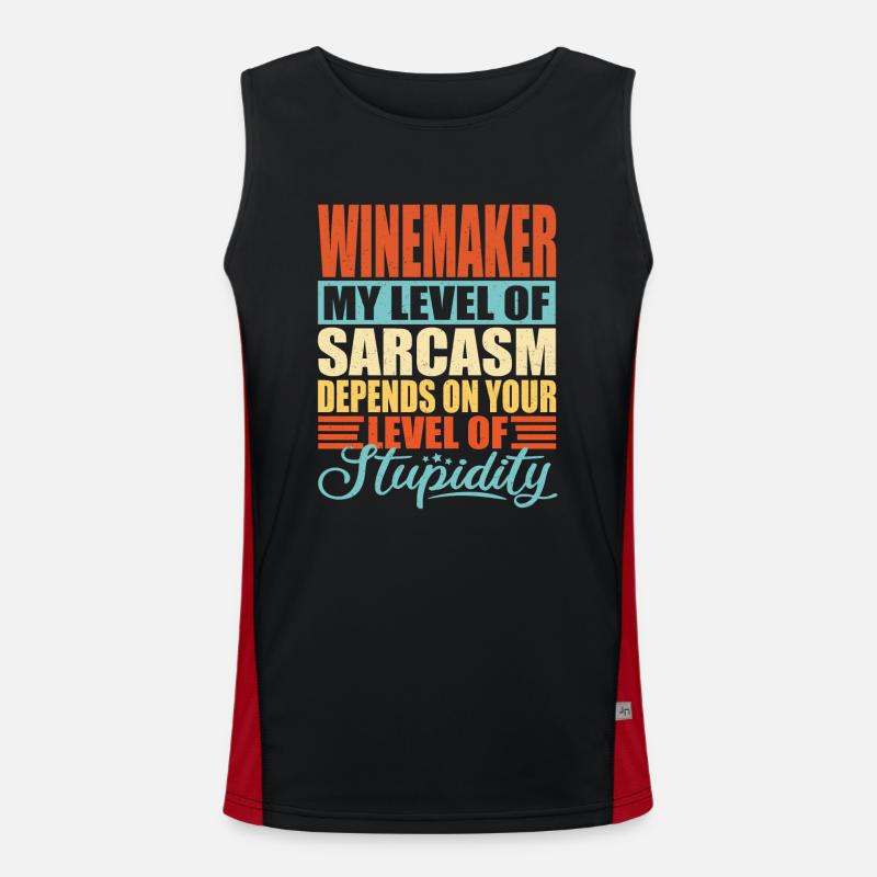 Winemaker sarcasm Funny winemaker - Men's Functional Contrast Tank Top  - black/red