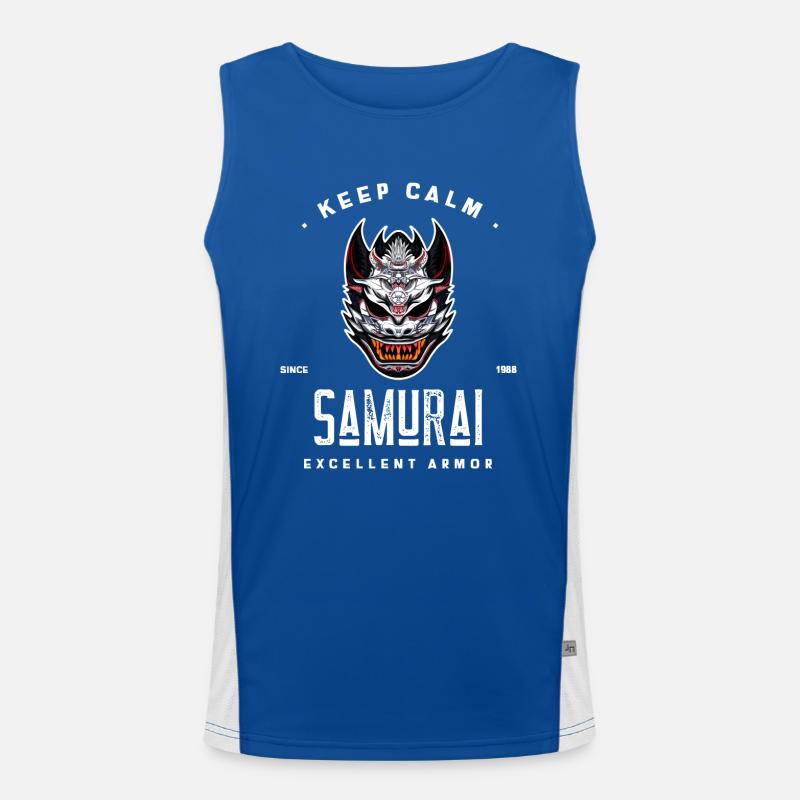 keep calm samurai since 1988 excellent armor Men's Functional Contrast Tank Top 
