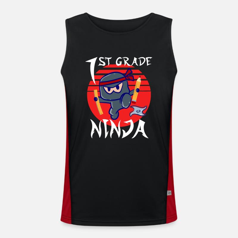 1st Grade Ninja School Beginner First Grader Funktionelles Kontrast-Tank Top für Männer 