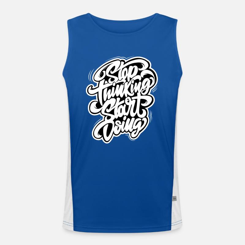Stop thinking start doing handgezeichnete Grafik Funktionelles Kontrast-Tank Top für Männer 