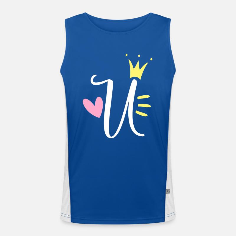 Buchstabe U Anfangsbuchstabe Krone Funktionelles Kontrast-Tank Top für Männer 