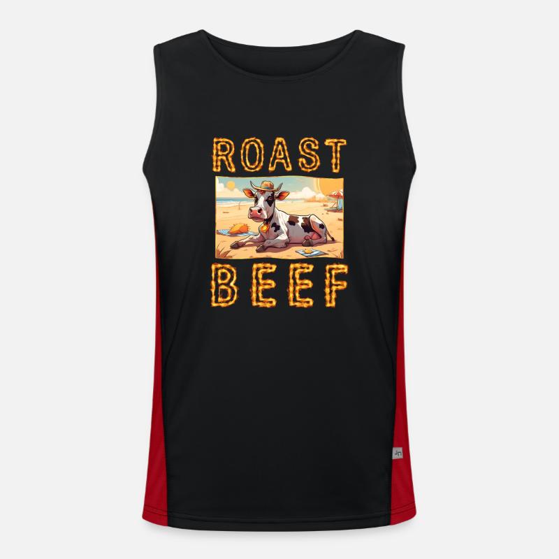 Rôti de bœuf Vache Vacances Plage Bain de soleil Rôti de bœuf Débardeur respirant contrasté Homme 
