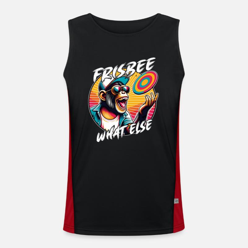 Schimpanse mit Sonnebrille, Basecap und Frisbee Funktionelles Kontrast-Tank Top für Männer 