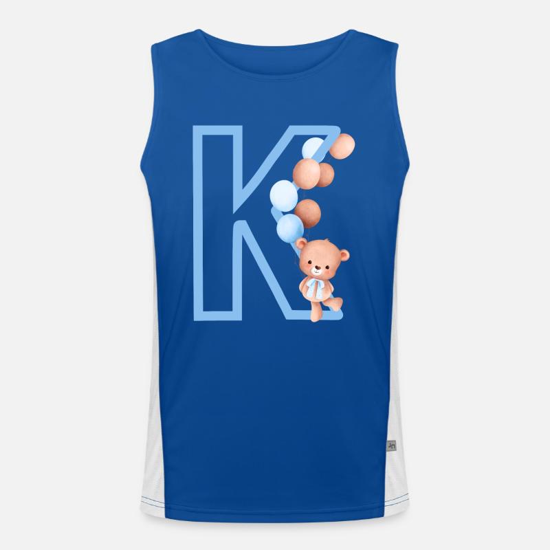 Blauer Buchstabe k Bär Funktionelles Kontrast-Tank Top für Männer 
