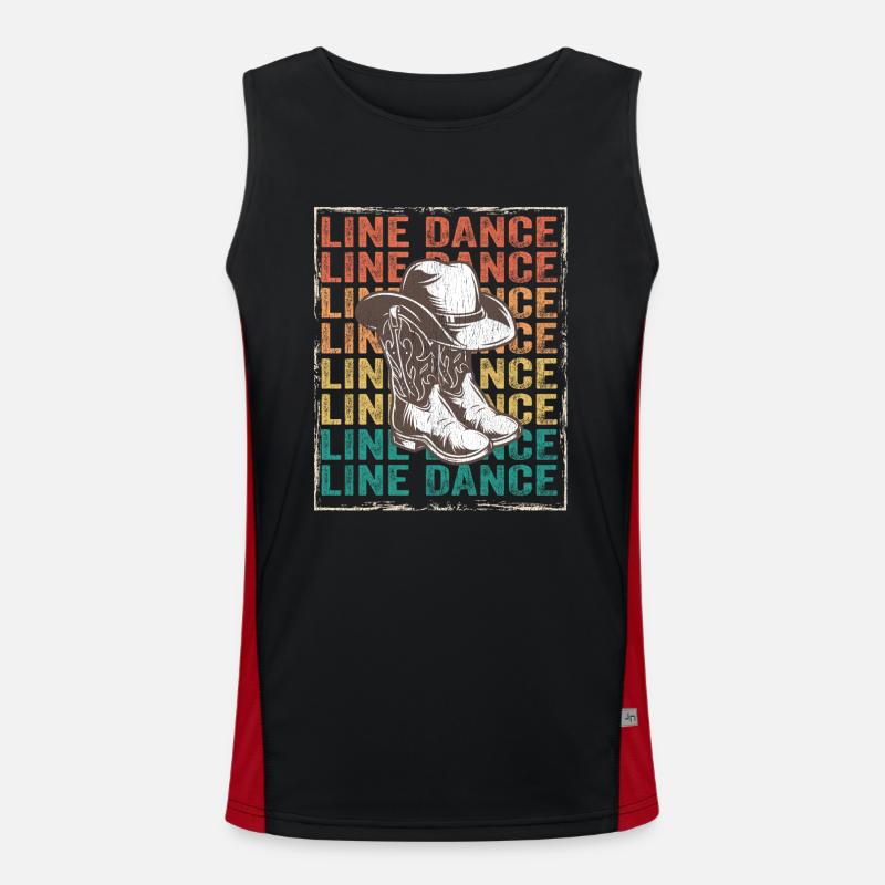 Line Dancing - Line Dance - Men's Functional Contrast Tank Top  - black/red