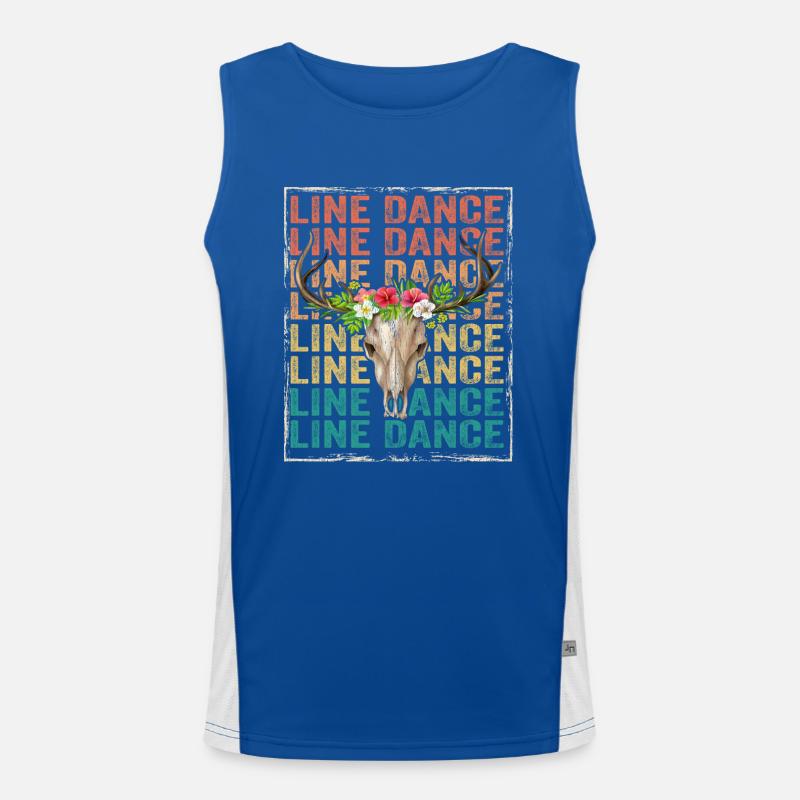 Line Dancing Line Dance Bull Skull Boho Funktionelles Kontrast-Tank Top für Männer 