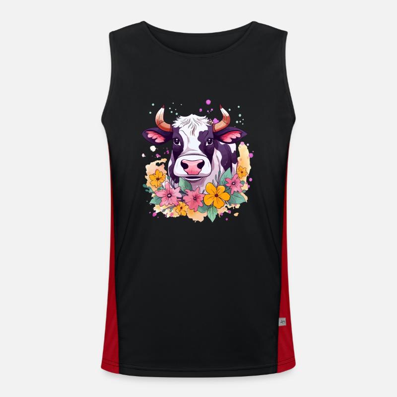 Vache et fleurs Débardeur respirant contrasté Homme 