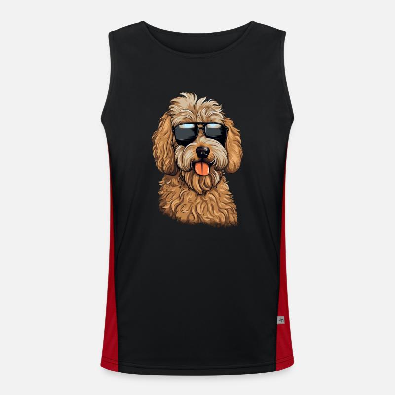 Coole Goldendoodle mit Sonnenbrille Funktionelles Kontrast-Tank Top für Männer 