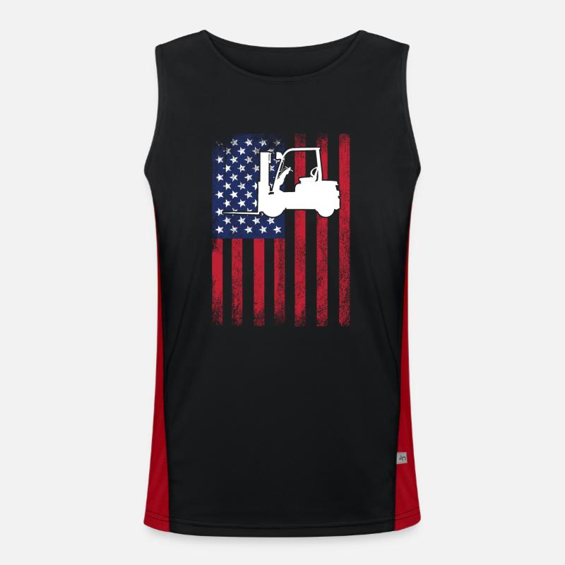Forklift USA Flag Men's Functional Contrast Tank Top 