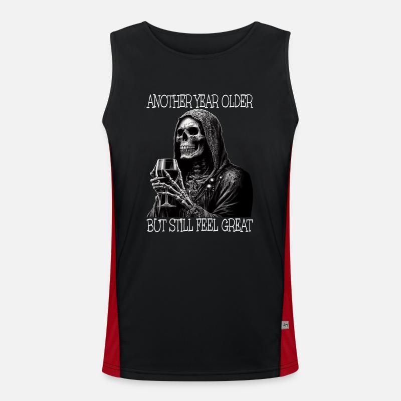 Birthday Wine Drinking Skeleton Men's Functional Contrast Tank Top 