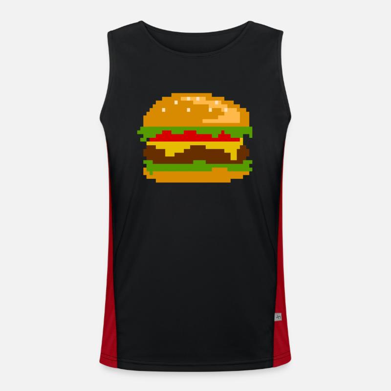 Pixel Burger - Nerd Fast Food Design Men's Functional Contrast Tank Top 