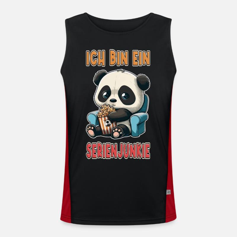 Serienjunkie Serienmarathon Panda Popcorn Couch Funktionelles Kontrast-Tank Top für Männer 