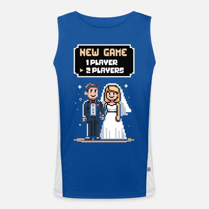 Der Tag nach der Hochzeit Ehemann und Ehefrau Humorspieler Funktionelles Kontrast-Tank Top für Männer 