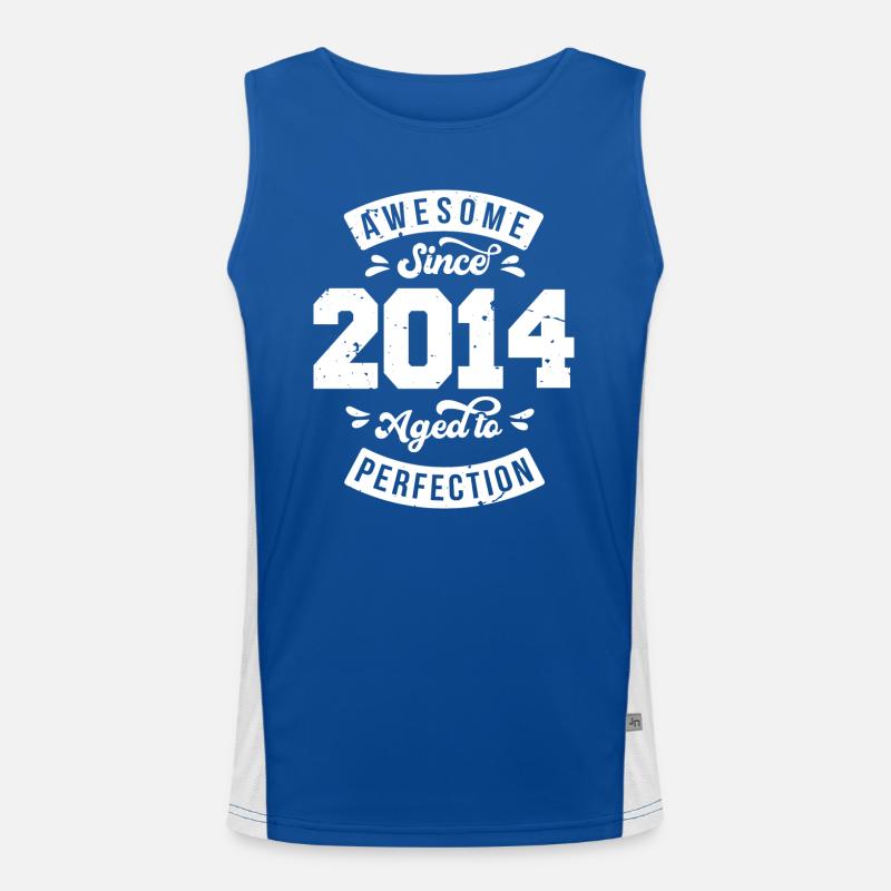 Vintage 2014 birthday - retro 2014 Men's Functional Contrast Tank Top 