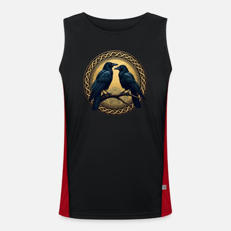 Two ravens with Celtic knots Men's Functional Contrast Tank Top 