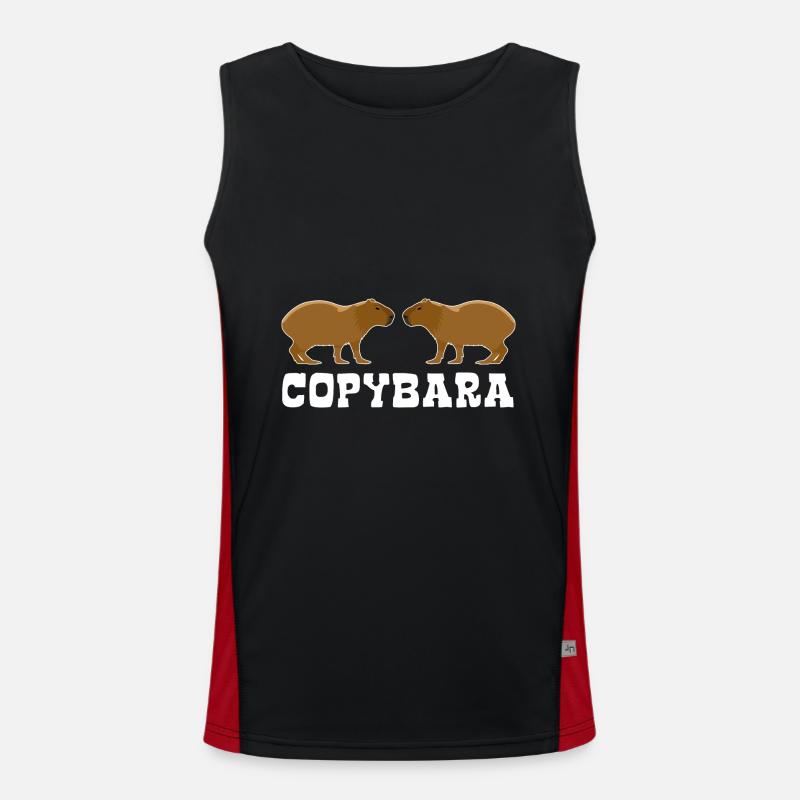 Copybara - Capybara pun - double - Men's Functional Contrast Tank Top  - black/red