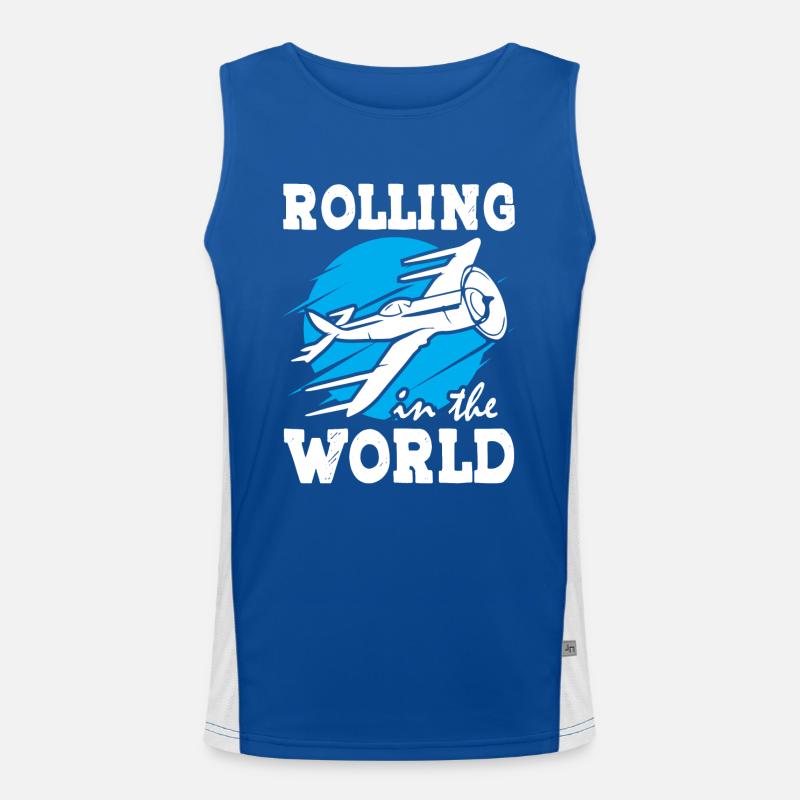 Rolling in the World With Plane Men's Functional Contrast Tank Top 