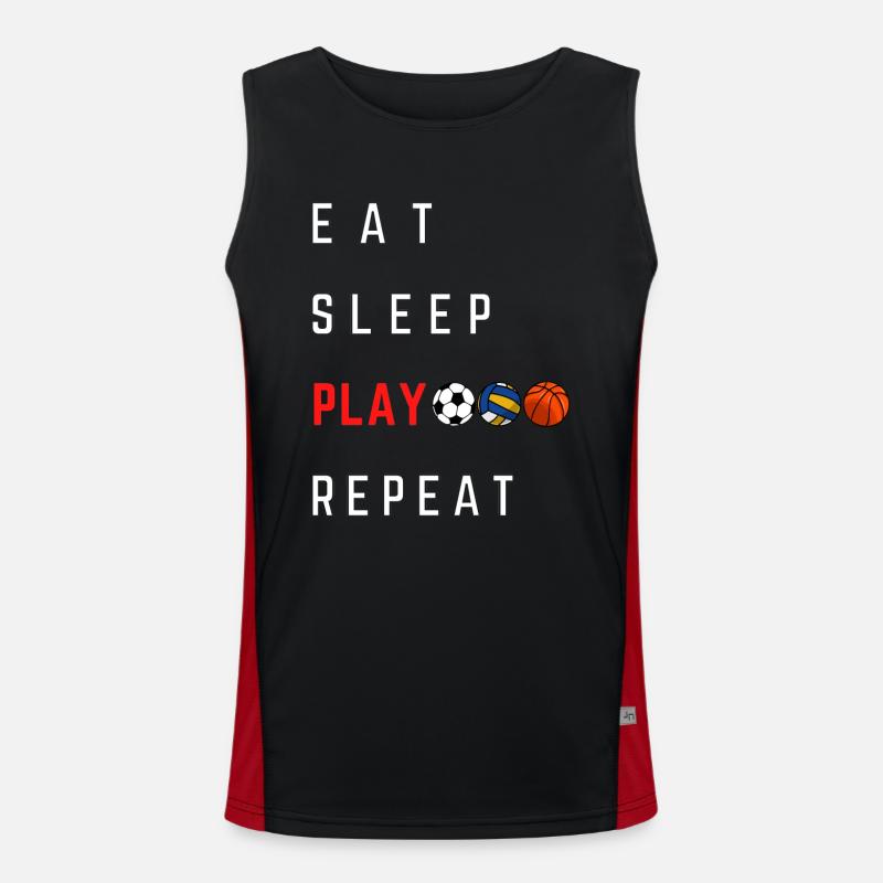 Eat, sleep, play, repeat Men's Functional Contrast Tank Top 