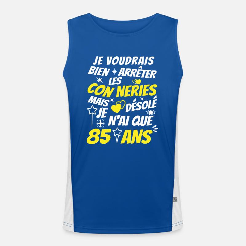 conneries 85 ans / cadeau anniversaire 85 ans Débardeur respirant contrasté Homme 