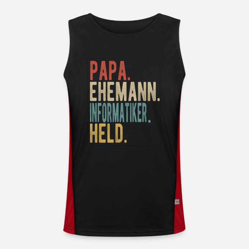 Informatiker Papa Ehemann Held Funktionelles Kontrast-Tank Top für Männer 
