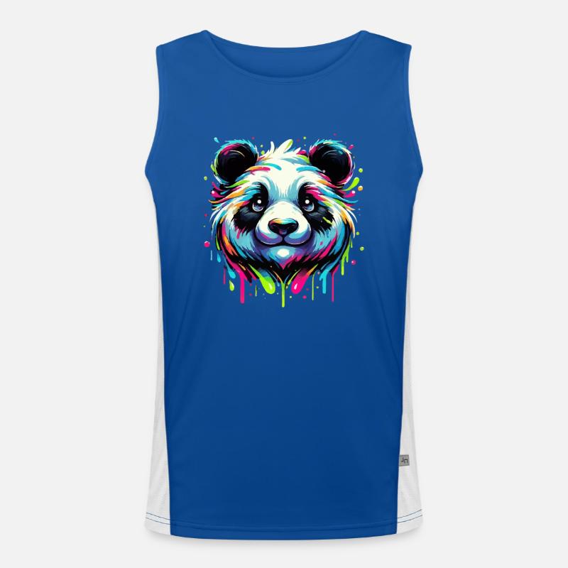 Panda Power : Tête de panda colorée à explosion de couleurs Débardeur respirant contrasté Homme 