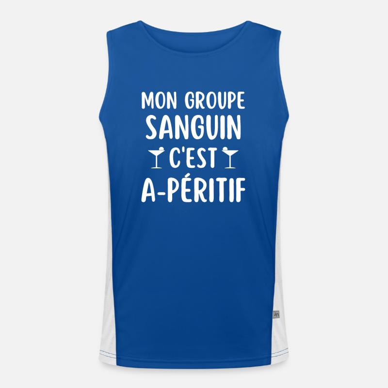 Mon groupe sanguin c est apéritif apéro Débardeur respirant contrasté Homme 