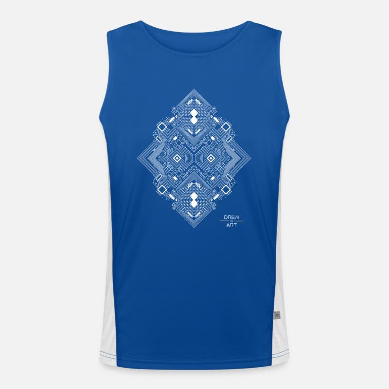 PRINTED CIRCUIT 1 white Men's Functional Contrast Tank Top 