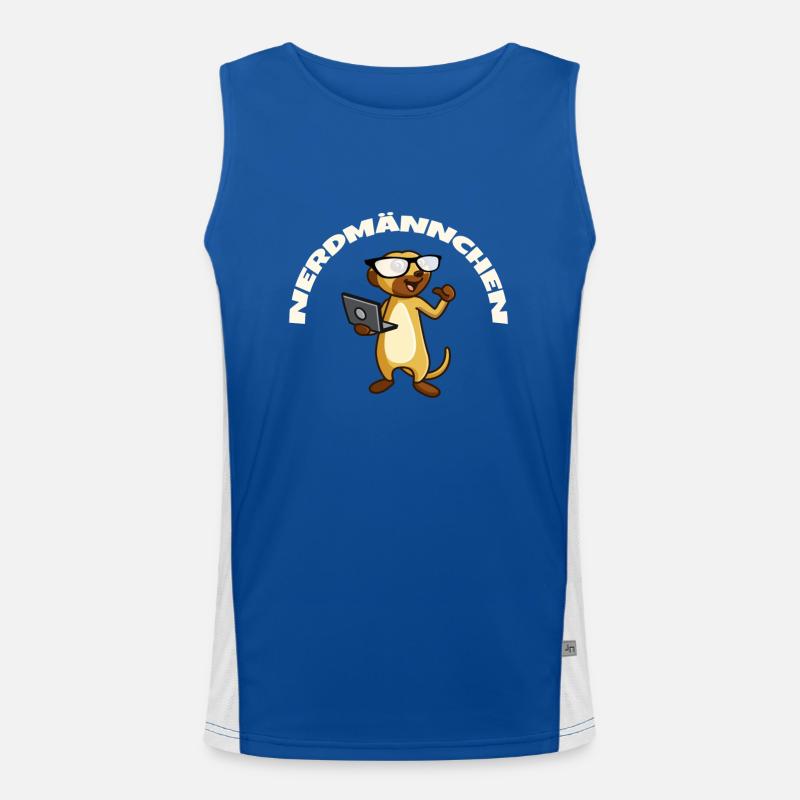 Nerd Erdmännchen mit Brille und Notebook Geschenk Funktionelles Kontrast-Tank Top für Männer 