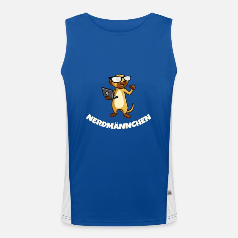 Nerd Erdmännchen mit Brille und Notebook Geschenk Funktionelles Kontrast-Tank Top für Männer 