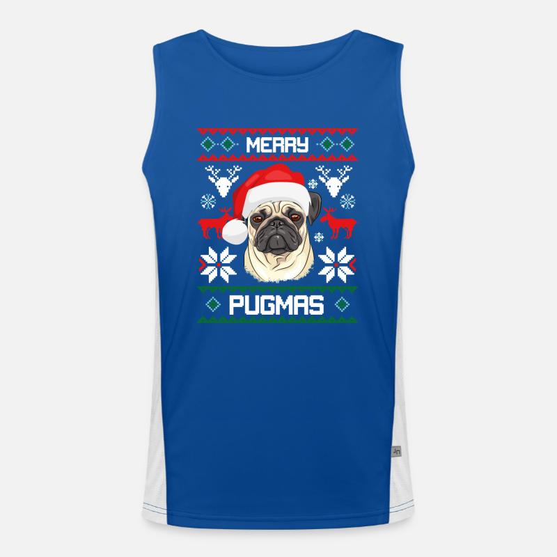 Joyeux Noël Pugmas drôle Pug laid Pull Débardeur respirant contrasté Homme 