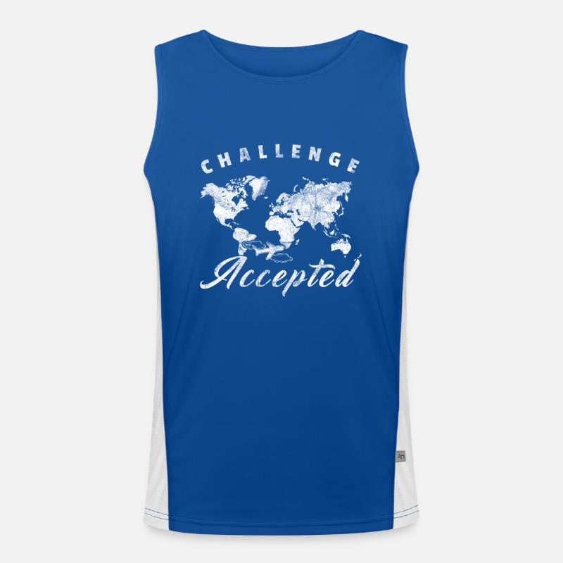 Challenge Accepted Gift World Map World Tour Men's Functional Contrast Tank Top 