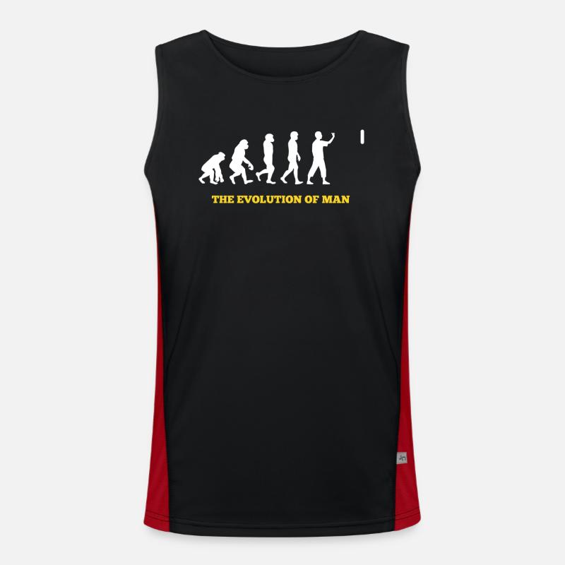 Darts - Evolution - Funny - Gift - Men's Functional Contrast Tank Top  - black/red