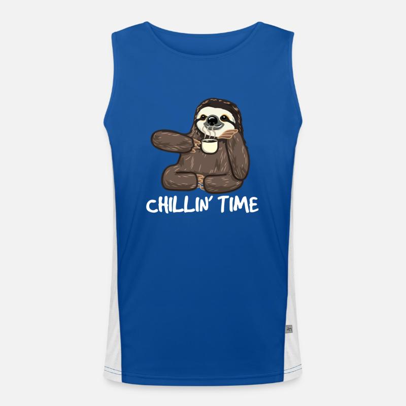 Sloth Sloth Coffee Chilling Fun Caffeine Gift Men's Functional Contrast Tank Top 