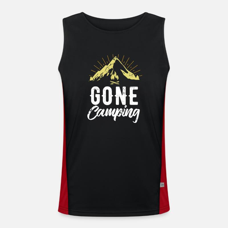 Am camping - camping - gift - Men's Functional Contrast Tank Top  - black/red
