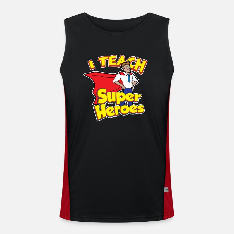 Lehrer Lehrertag Superhelden Lehrergeschenk Funktionelles Kontrast-Tank Top für Männer 