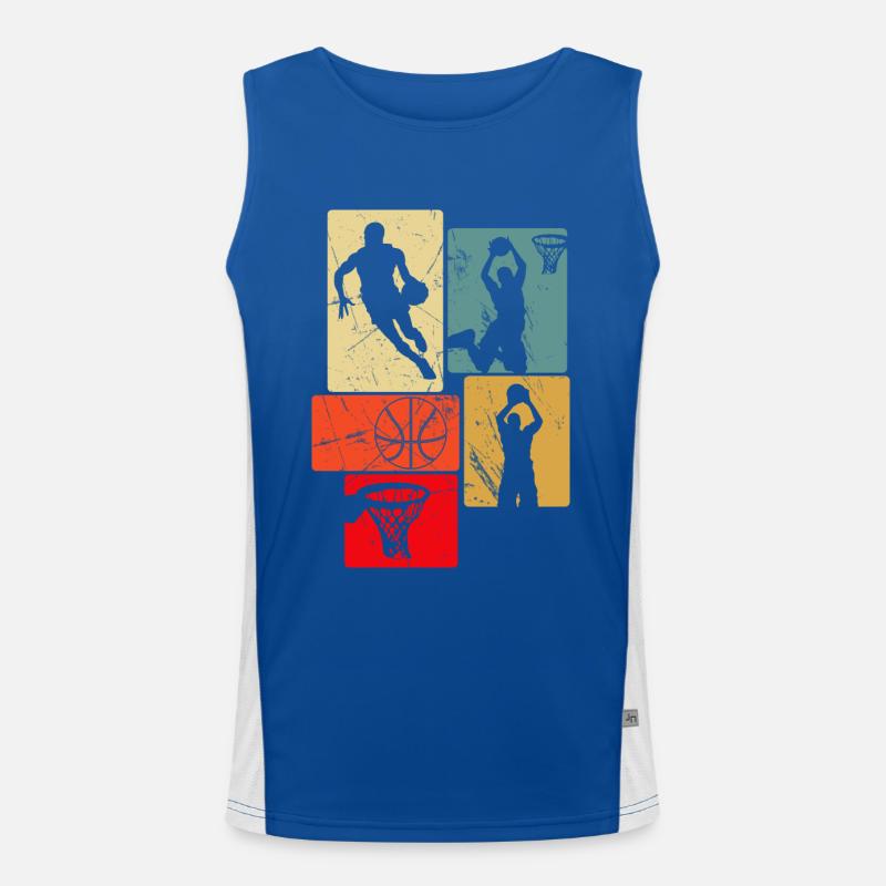 Basketball im Retro-Stil Funktionelles Kontrast-Tank Top für Männer 