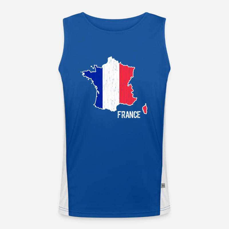 Plan de la carte du drapeau de la France Débardeur respirant contrasté Homme 