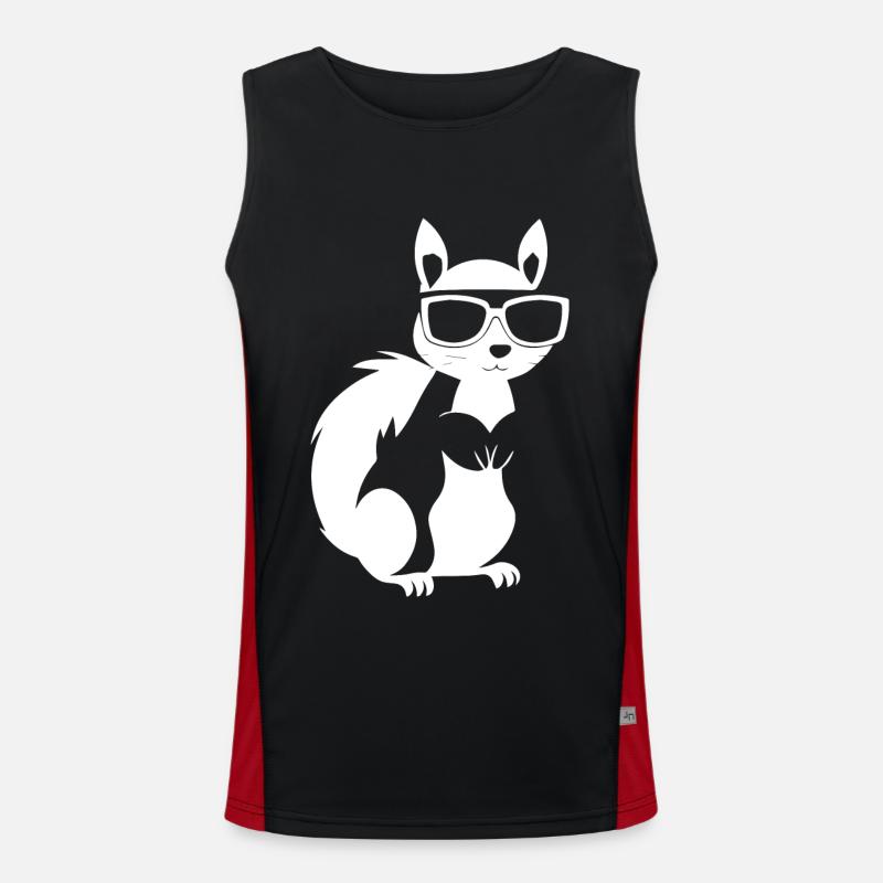 Funny Squirrel Wearing Sunglasses Squirrels Men's Functional Contrast Tank Top 