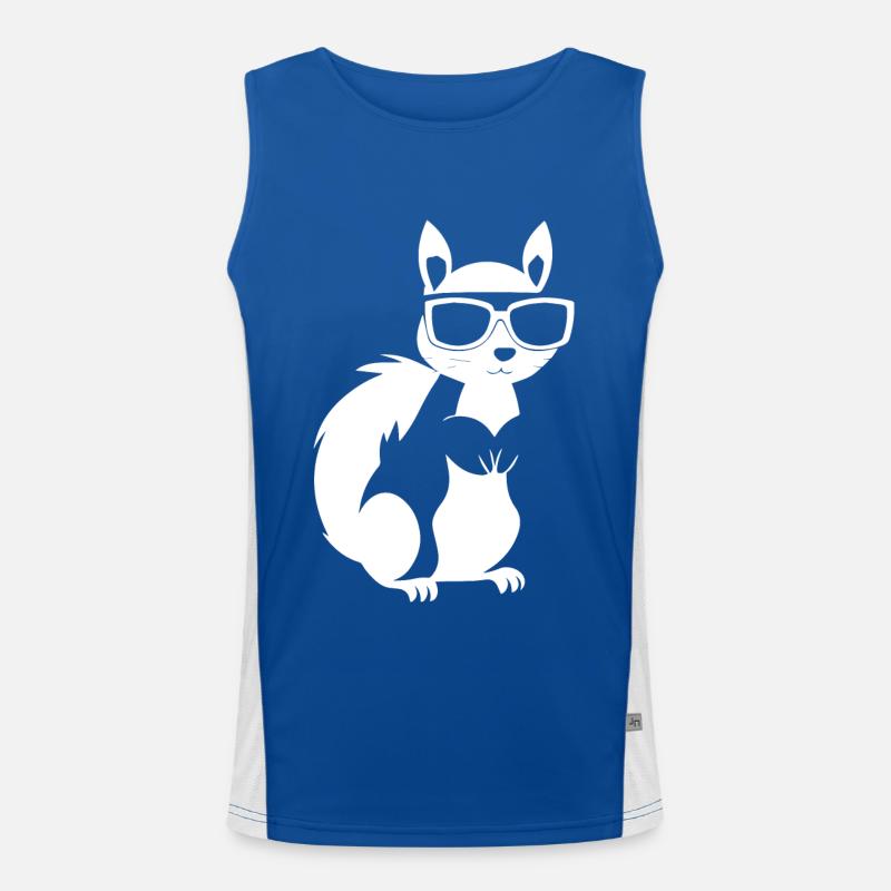 Lustiges Eichhörnchen mit Sonnenbrille Eichhörnchen Funktionelles Kontrast-Tank Top für Männer 
