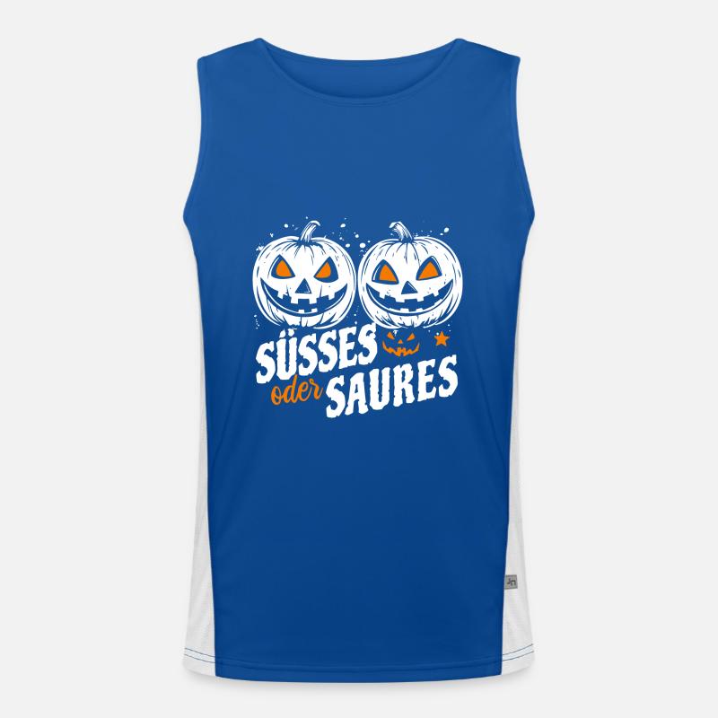 Halloween Zwillinge - Süßes oder Saures Funktionelles Kontrast-Tank Top für Männer 