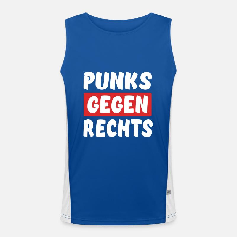 Punks Gegen Rechts - Rechts Nein Danke Funktionelles Kontrast-Tank Top für Männer 