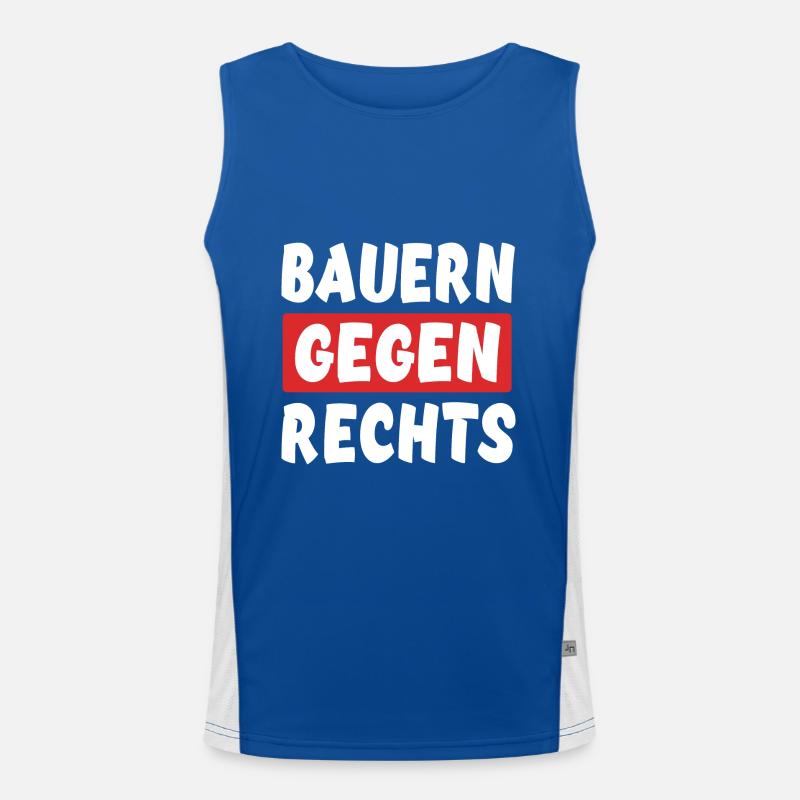Bauern Gegen Rechts - Rechts Nein Danke Funktionelles Kontrast-Tank Top für Männer 